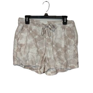 Boho Linen Shorts S High Waisted Hippie Festival Beach Tie Dye Coastal Womens